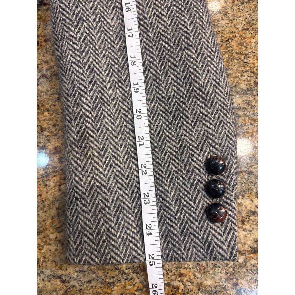 Harris Tweed Mens Grey Herringbone Wool Blazer Sport Coat Handwoven Wool 46R - Picture 6 of 10